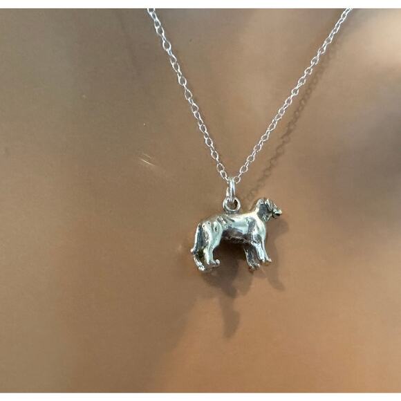 Sterling Silver Loving Labrador Dog Charm Necklace - Picture 1 of 5